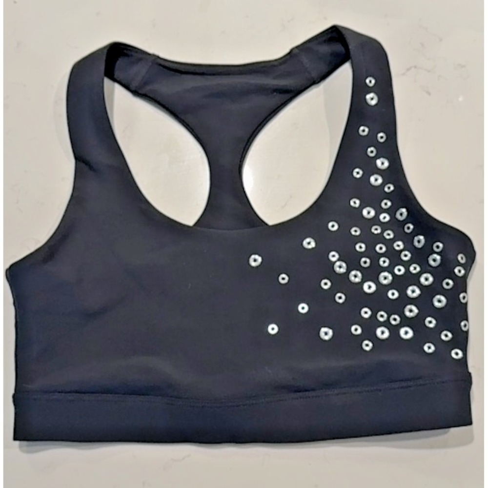 SoulCycle Womens Y2K Studded Grommet Racerback Sports Bra Black Small